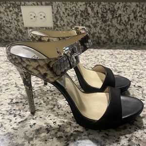 Michael Kors Beverly Mules snake heel Sandals 7.5 New never worn